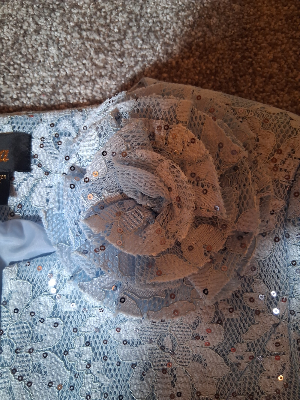 VNTGE Susanna Sequin Lace Formal Jacket Blue Cottage Core Maxi Church Dress S 14 - Picture 7 of 8